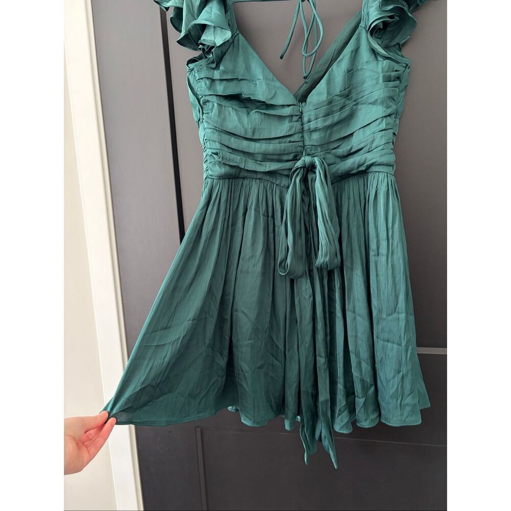 NWT Hello Molly Wheel of Fortune Dress Forest Green Ruffle Cocktail Dress Size 8 - Picture 9 of 10